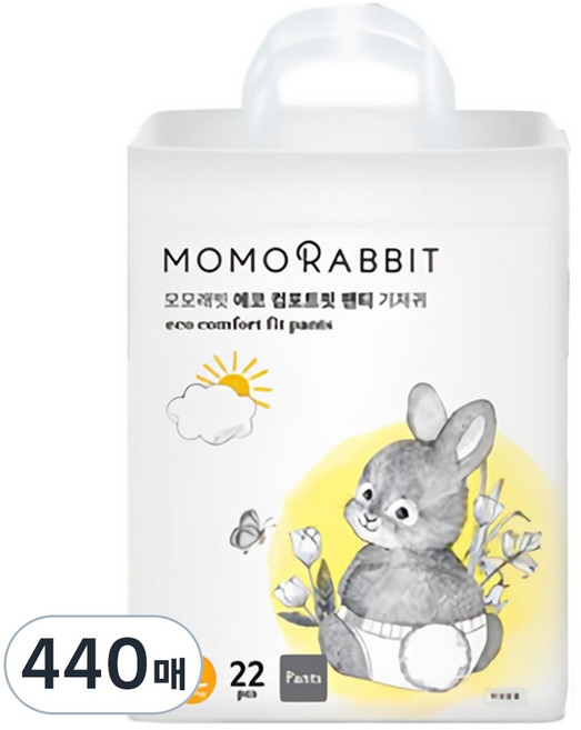 모모래빗 에코컴포트핏 팬티기저귀 유아용, 특대형(XL), 440매