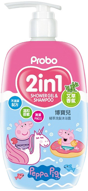 Probo 博寶兒 植萃洗髮沐浴露 2合1 艾草香氛 溫和低敏配方, 500ml, 1瓶
