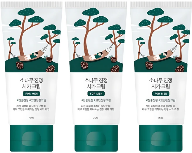 라운드랩 포 맨 소나무 진정 시카 크림, 75ml, 3개 - 쿠팡