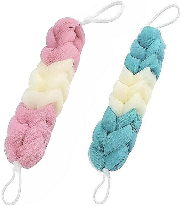 비타벨로 부드러운 등밀이 롱 샤워볼 2종 세트, 블루 + 핑크, 2개입, 1세트