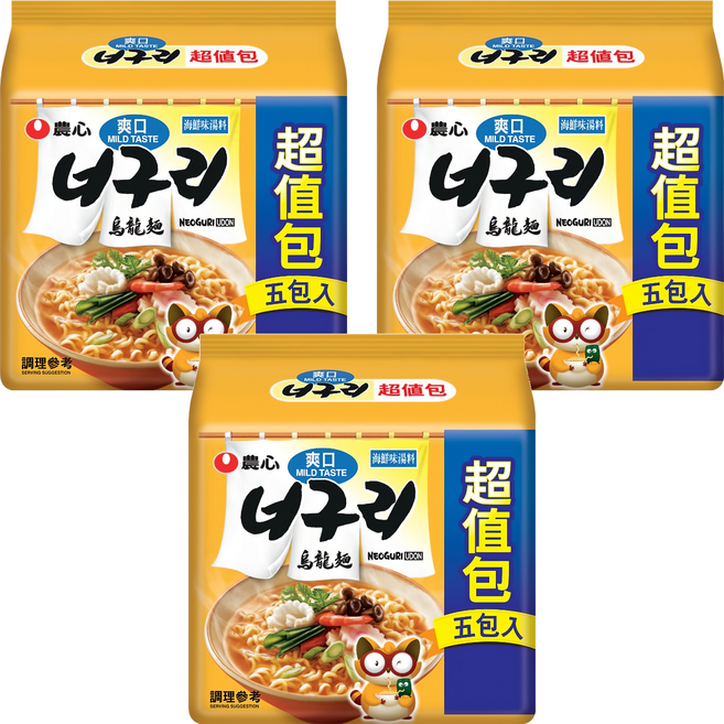 NONGSHIM 農心 爽口海鮮味烏龍麵, 600g, 3袋