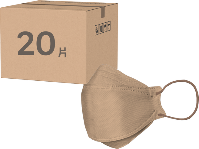 Finetech 釩泰 醫用魚型口罩, 奶茶, 20片, 1盒