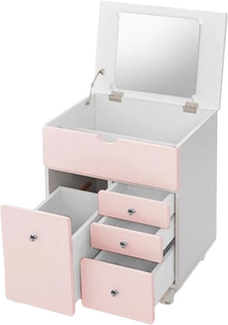 愛子日式床頭櫃化妝車, 粉色, 1個