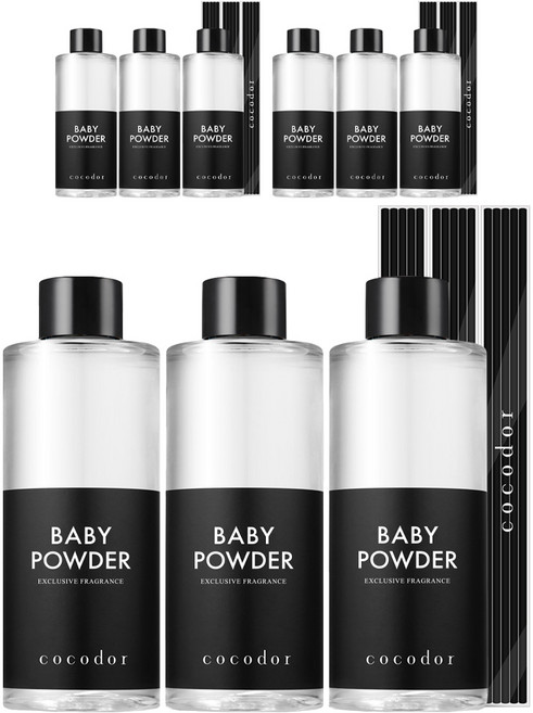 코코도르 디퓨저 리필액 + 리드스틱 5p, 베이비파우더, 200ml, 9개