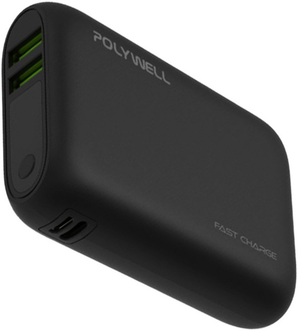 POLYWELL 寶利威爾 雙向快充行動電源 USB + Type-C, 黑色, PW15-T16-A002