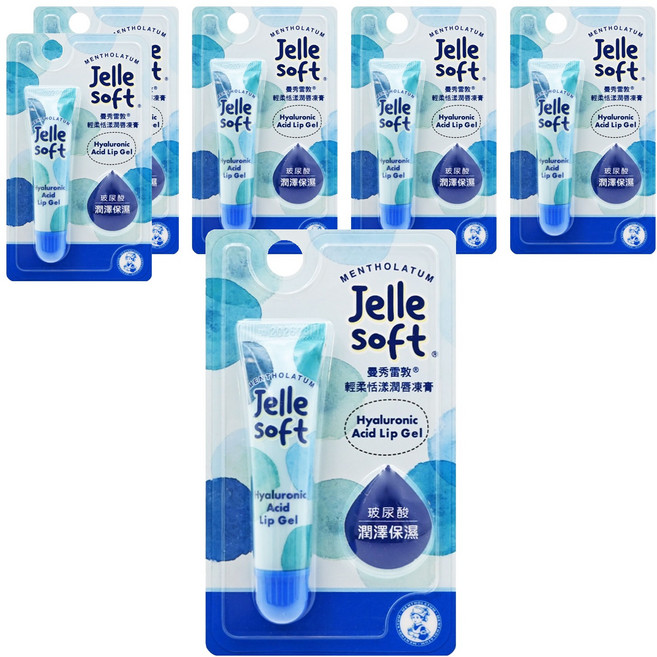 MENTHOLATUM 曼秀雷敦Jelle Soft 輕柔恬漾潤唇凍膏, 玻尿酸 潤澤保濕, 8g, 6條