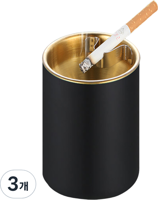 그린리빙 심플 스테인리스 재떨이, 블랙, 3개