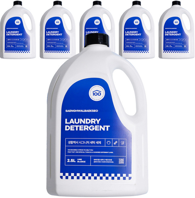 생활백서 세탁 세제 본품, 6개, 2.5L