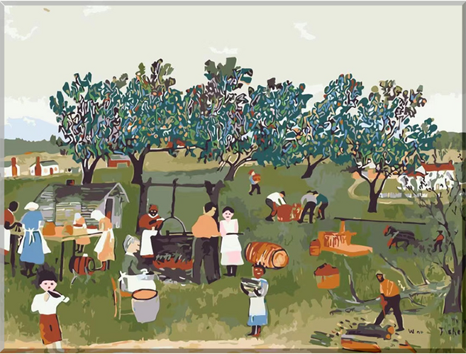 모모픽스페인팅 DIY 명화 그리기 세트 40 x 50 cm 모지스 애플버터만들기 J40, 혼합색상, 1세트