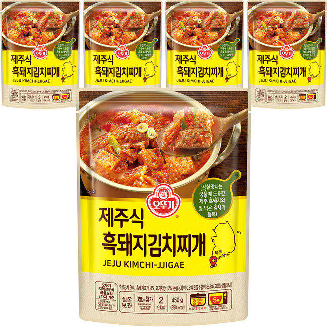 오뚜기 제주식 흑돼지 김치찌개, 450g, 5개