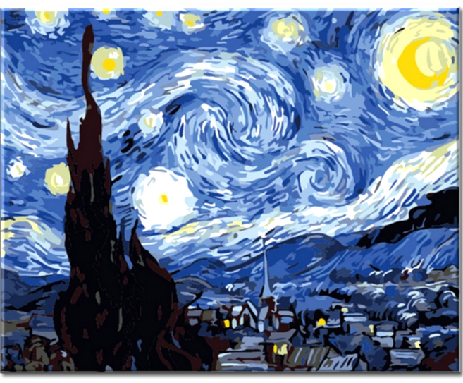 모모픽스페인팅 DIY 명화 그리기 60 x 75 cm, WP01 고흐 별이 빛나는 밤에, 1개