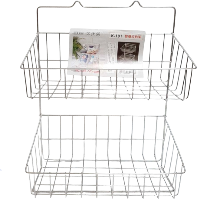 YI SHUIN 亞晨 不鏽鋼雙層收納架, 不鏽鋼 銀色, 1個
