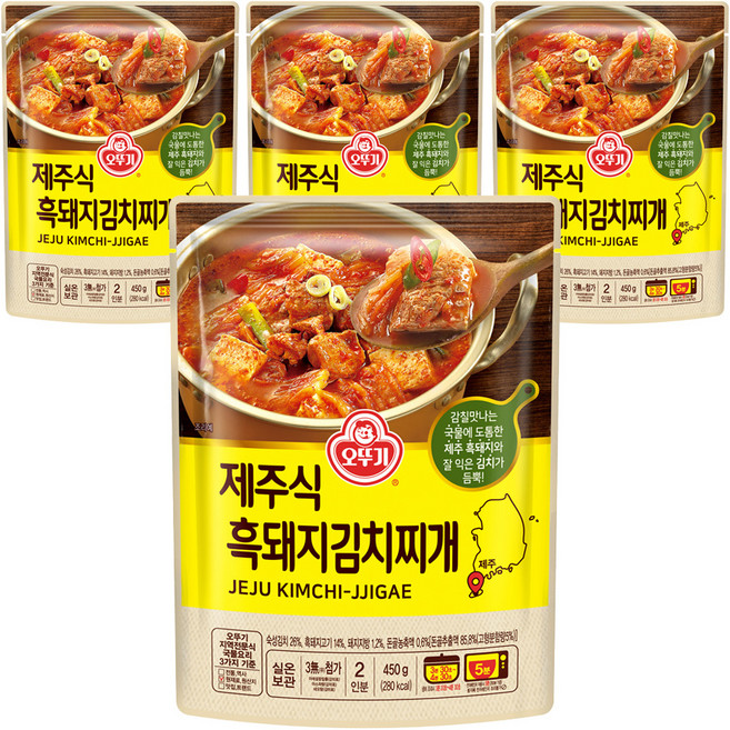 오뚜기 제주식 흑돼지 김치찌개, 450g, 4개