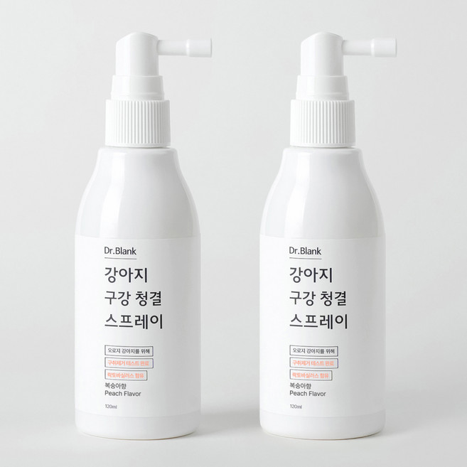 닥터블랭크 강아지 입냄새제거 구강청결 스프레이 복숭아향, 120ml, 2개
