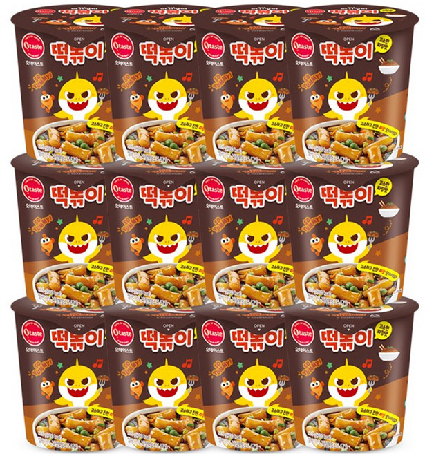 오테이스트 핑크퐁 아기상어 고소한 짜장맛 떡볶이, 116g, 12개