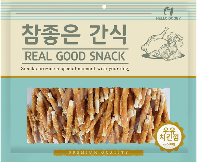 헬로도기 참좋은간식 강아지 건조간식, 우유치킨껌, 400g, 1개