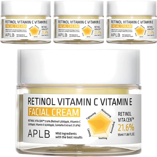 APLB 레티놀 비타민C 비타민E 페이셜 크림, 55ml, 4개 - 쿠팡
