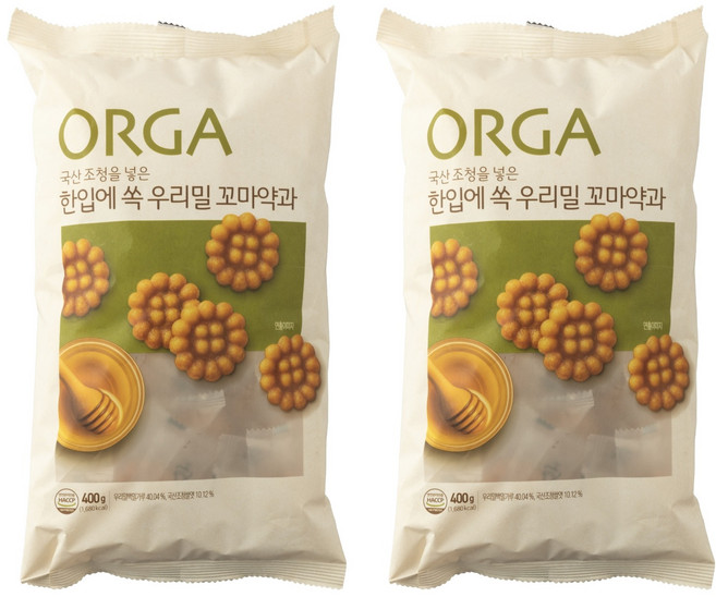 올가홀푸드 한입에 쏙 우리밀 꼬마약과, 400g, 2개