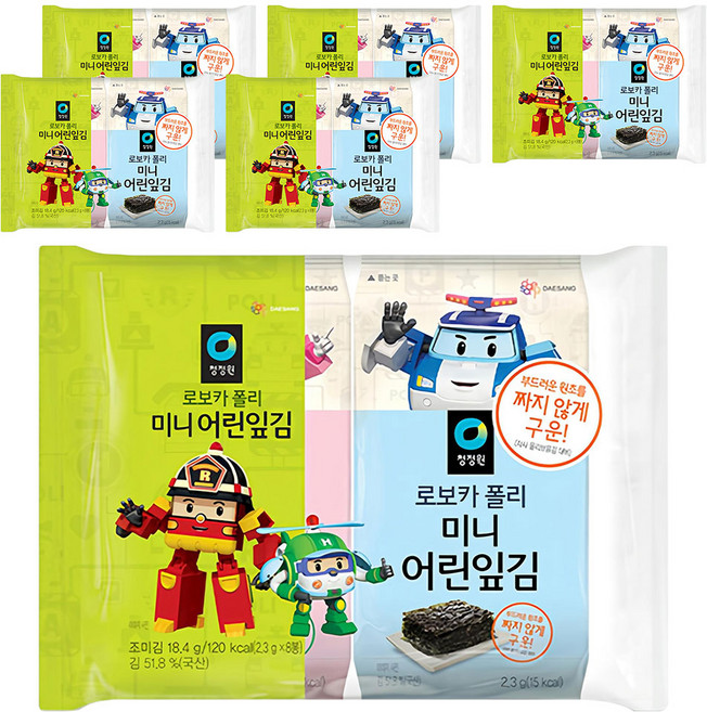 청정원 로보카폴리 미니 어린잎김 8p, 18.4g, 6개