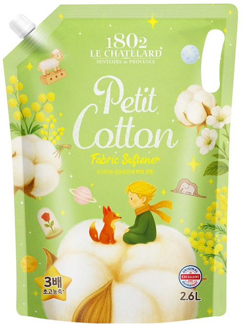 르샤트라1802 섬유유연제 쁘띠코튼 리필, 2.6L, 1개