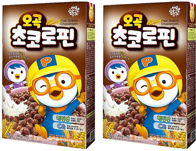 씨알로 뽀로로 오곡 초코로핀 시리얼, 520g, 2개
