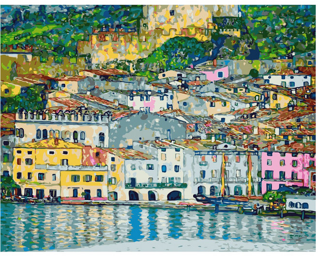 모모픽스페인팅 DIY 명화 그리기 60 x 75 cm, WP08 클림트 가르다호숫가, 1개