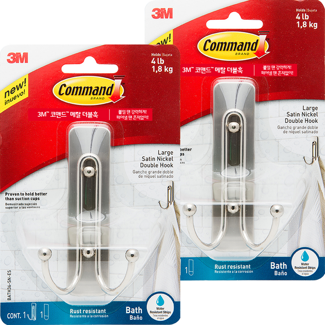 쓰리엠 코맨드 메탈 더블훅, 혼합 색상, 2개