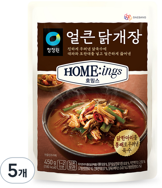 대상 청정원 호밍스 얼큰 닭개장, 450g, 5개