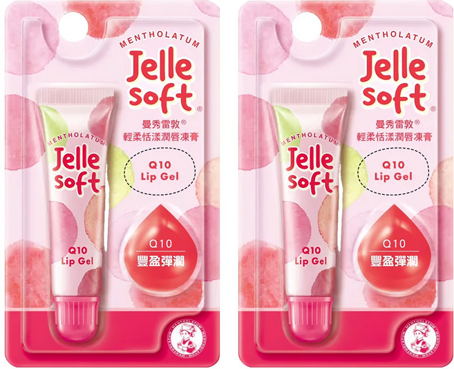 MENTHOLATUM 曼秀雷敦 Jelle Soft 輕柔恬漾潤唇凍膏 Q10 檸檬玫瑰香 修復唇部乾裂和脫皮現象, Q10 豐盈彈潤, 8g, 2條