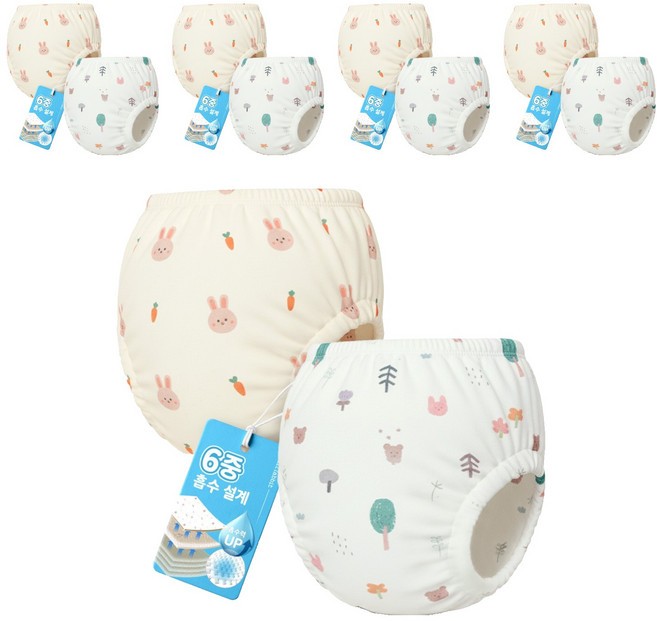 아띠래빗 유아용 순면 6중 배변훈련팬티, 10개, 토끼, 숲