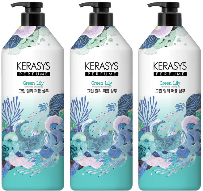 케라시스 퍼퓸 샴푸 그린 릴리, 3개, 1L