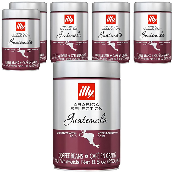 illy 意利咖啡 瓜地馬拉 Guatemala 單品咖啡豆 全豆 無研磨, 咖啡豆(無研磨), 250g, 6罐
