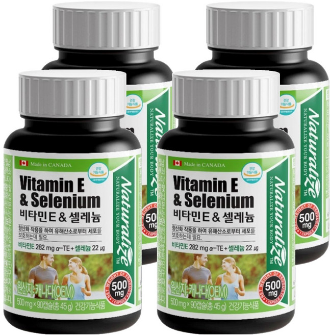 네추럴라이즈 비타민E 앤 셀레늄, 90정, 4개
