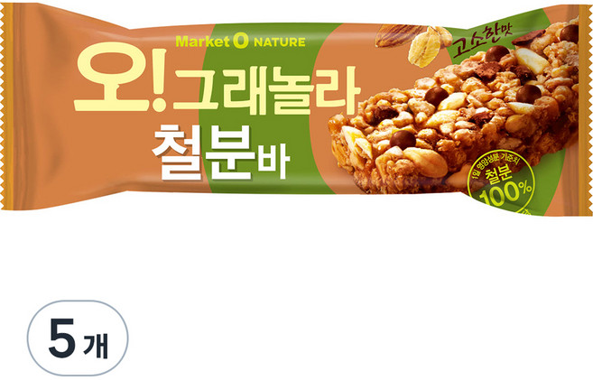 마켓오 오 그래놀라 철분바, 35g, 5개