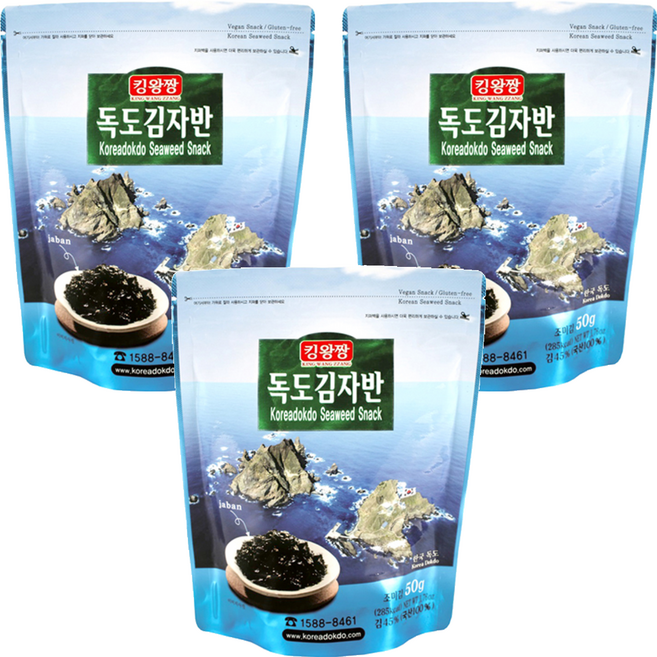 킹왕짱독도김 김자반, 50g, 3개