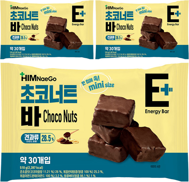 맑은물에 힘내고 초코너트바 미니, 510g, 3개