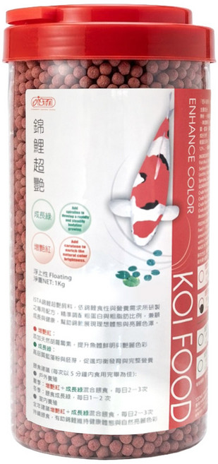 ISTA 伊士達 錦鯉超艷飼料 浮上性 增豔紅 大粒 I-325, 1kg, 1瓶