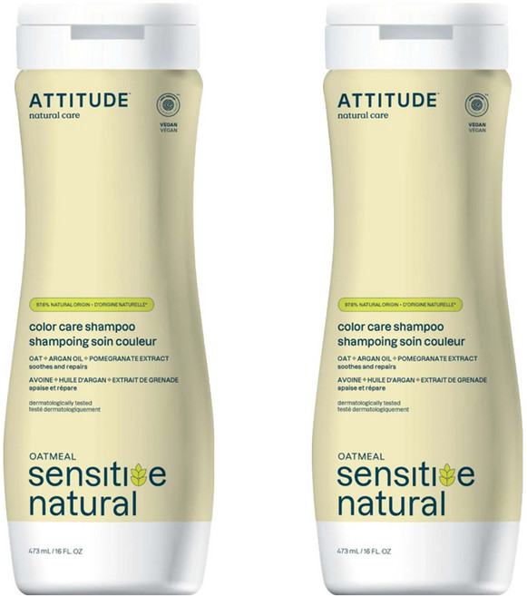 ATTITUDE 艾特優 天然修護護色洗髮精, 473ml, 2瓶