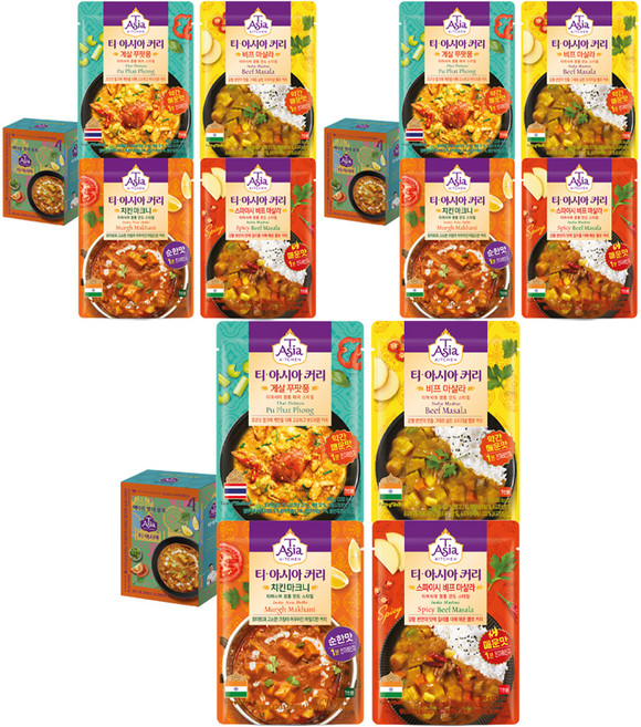 T Asia KITCHEN 印度奶油雞肉咖哩 170g + 咖哩黃金蟹腳 170g + 印度牛肉瑪薩拉咖哩 170g + 辣味印度牛肉瑪薩拉咖哩 170g 套組, 3套
