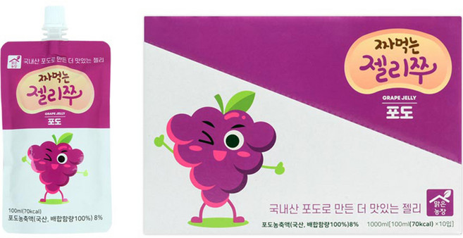 맑은농장 짜먹는 젤리쭈 포도, 100ml, 10개
