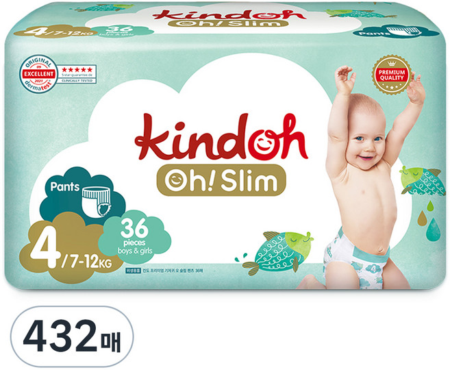 킨도 프리미엄 오슬림 팬티형 기저귀, 4단계, 432매