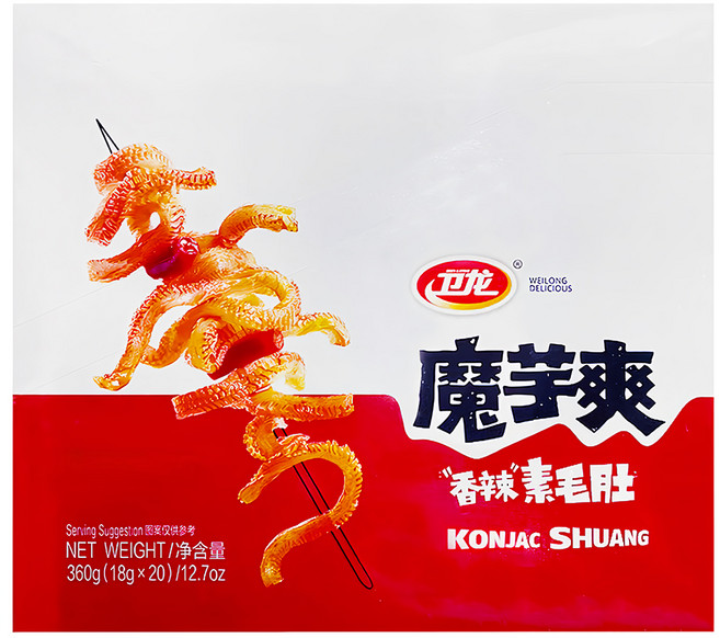 衛龍 香辣素毛肚 20包入, 360g, 1盒