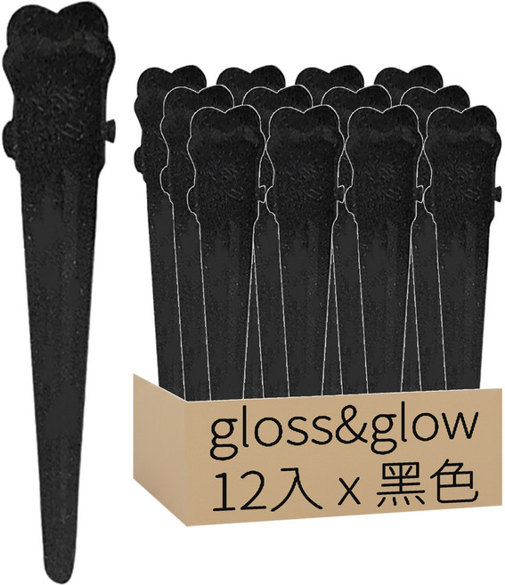 eliSix 沙龍專用蓬鬆無痕髮夾 51*9*12mm, 黑色, 12入