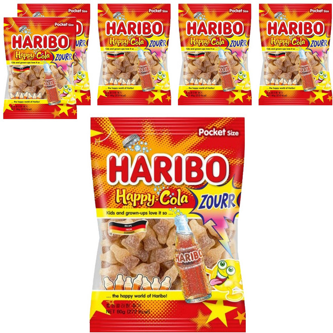 HARIBO 快樂可樂酸味Q軟糖, 80g, 6包