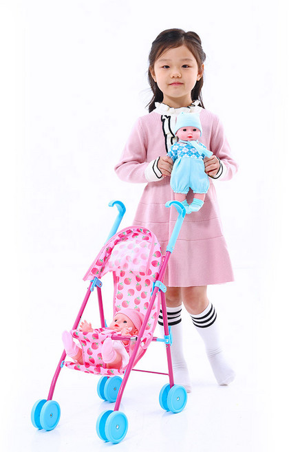 캐스비 코코인형 2p + 유모차 역할놀이 세트(1881set), 혼합색상, 1세트