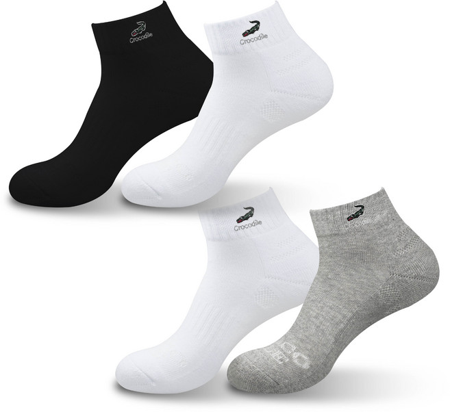 크로커다일 남성용 스포츠 쿠션 클링 단목 양말 4족 CD217, 블랙 + 화이트 + 그레이, 1세트