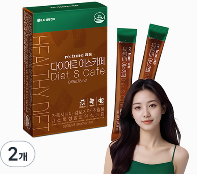 retune 蕊庭 藤黃果孅萃即溶粉隨身包 美式咖啡風味 14條入, 98g, 2個