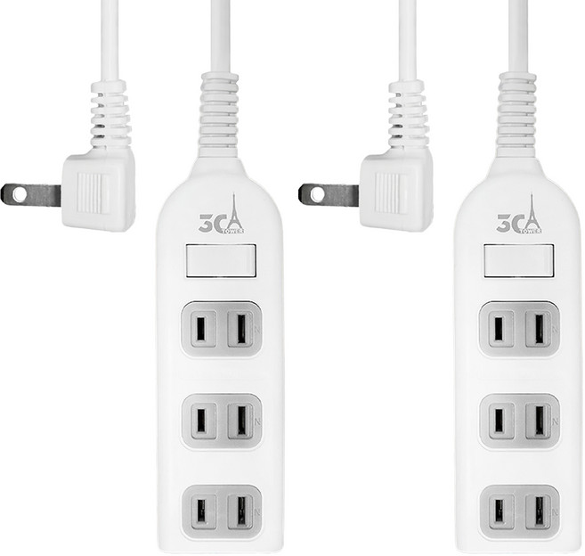 3C TOWER L頭延長線 1切4座2P, 4.5m, 白色, 2條