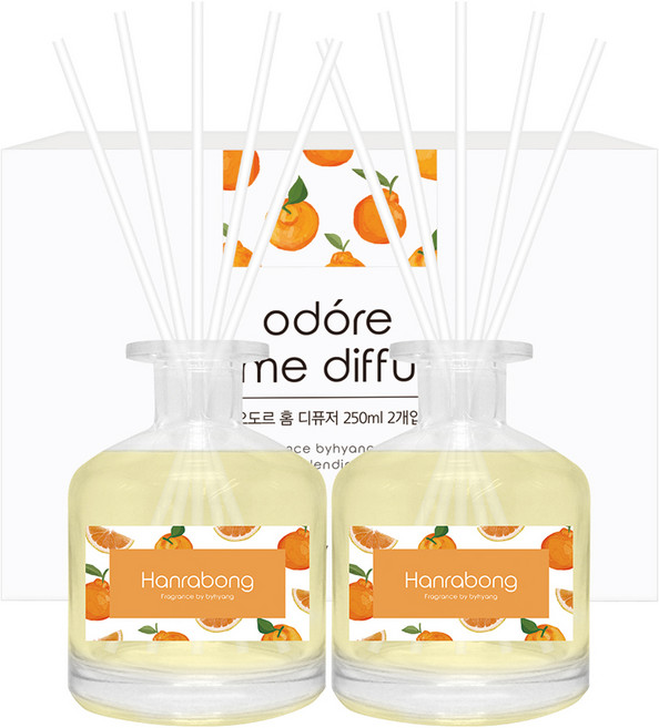 오도르 홈 디퓨저 250ml 2p + 섬유스틱 10p, 한라봉, 500ml, 1개