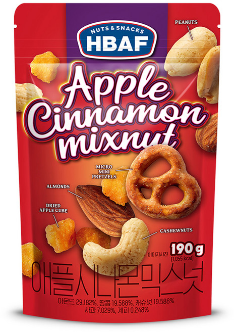 바프 넛츠앤스낵스 애플 시나몬믹스넛, 190g, 1개